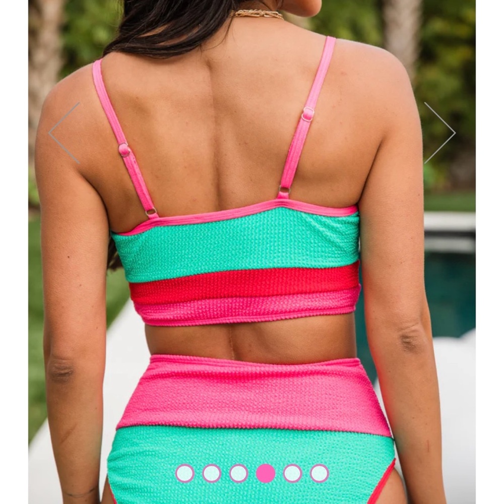 Pink lily DO NOT DISTURB GREEN AND PINK BIKINI BOTTOM